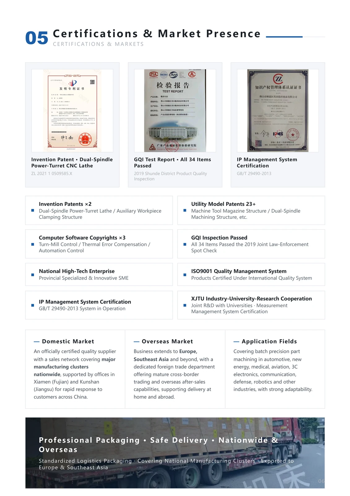 Yingtian CNC · English brochure · PDF 第 6 页 · Credentials & market material